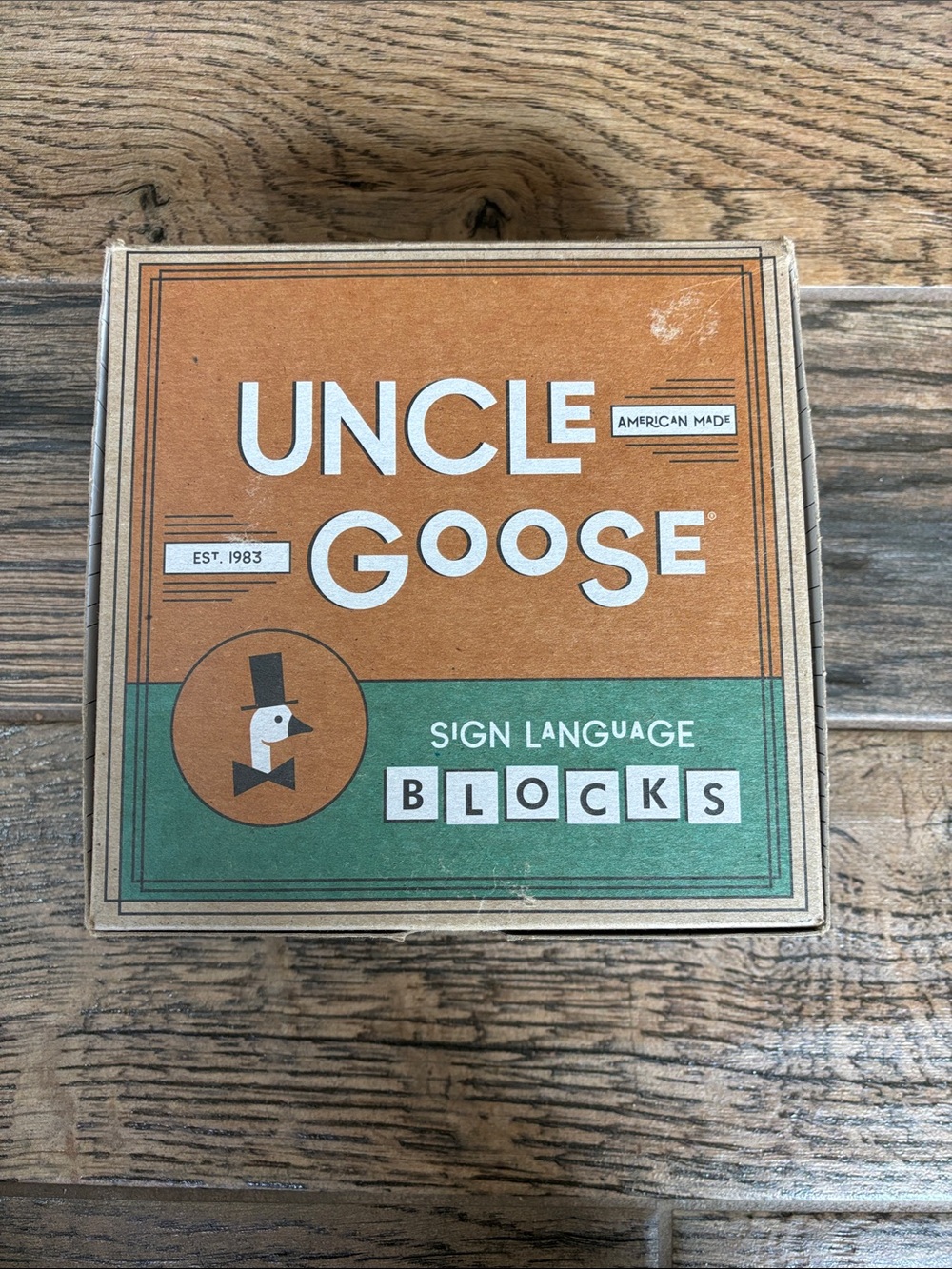 Uncle Goose Sign Language Blocks - Tan & Green